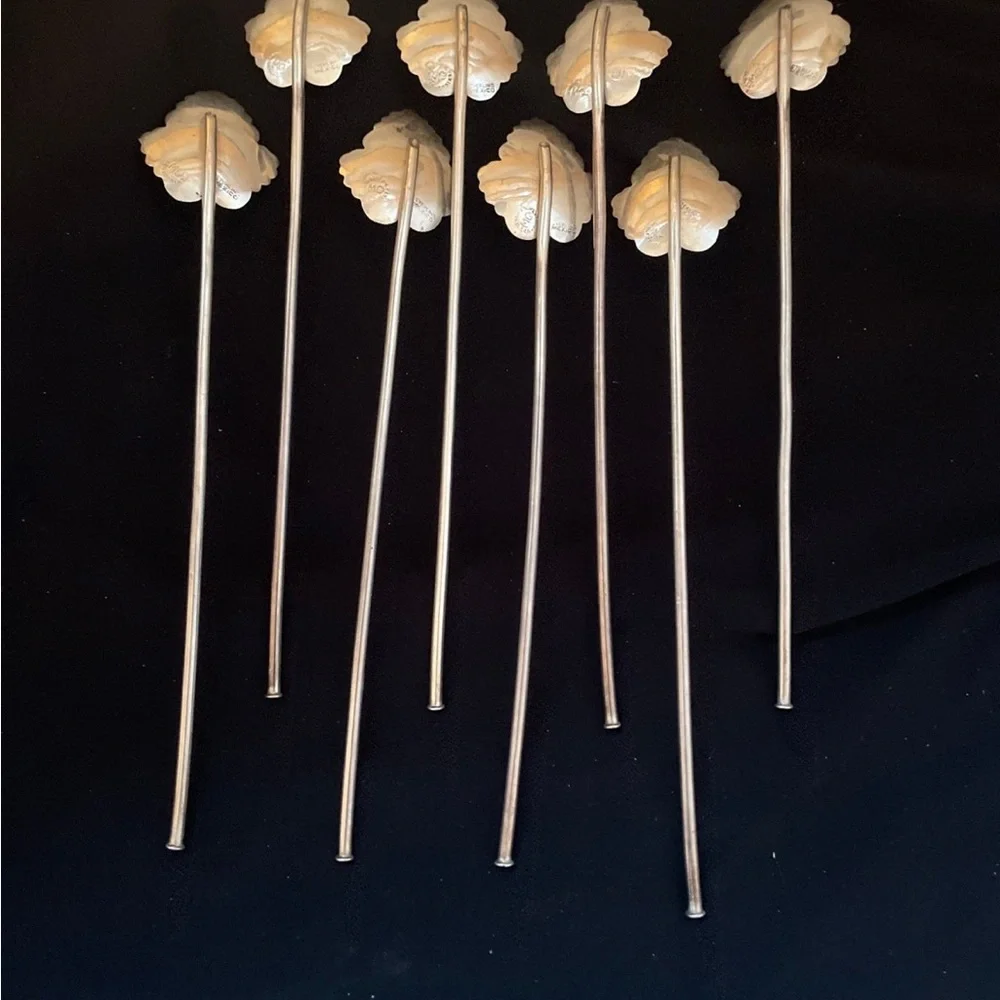 Vintage Sterling Silver Leaf Cocktail Stirrers
